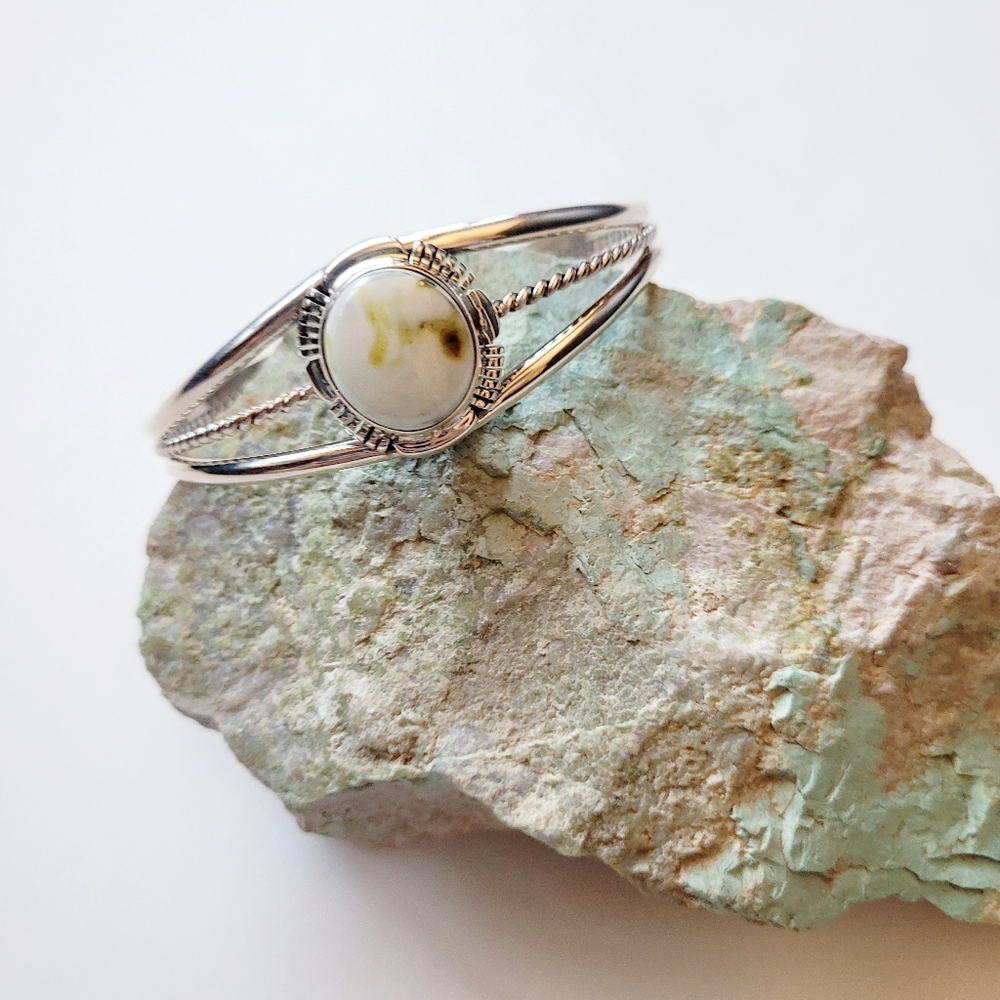 Palomino Turquoise Cuff Bracelet Sterling Silver Native American Handmade